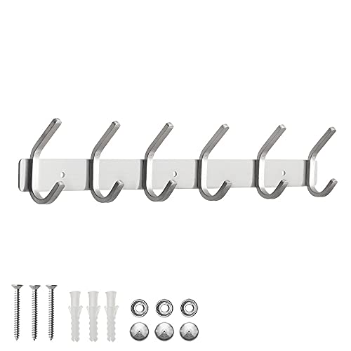 ERWEY 6 Haken Kleiderhaken Wand Hakenleiste Edelstahl Garderobenhaken...