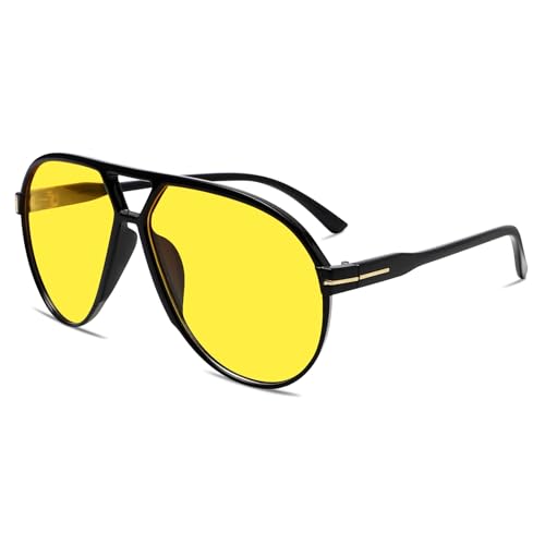 Image of GUVIVI Retro Aviator Sunglasses for Women Men Oversized Classic 70s Vintage Trendy Tangle Free Square Aviators Sun Glasses