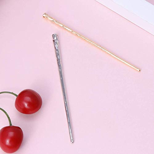 ICYANG 10 Pieces Women Hair Chopsticks Hair Sticks Hair Pin Hand-carved Lady Metal Hair Stick Vintage Painting hairpin Simple (Gold&silver)