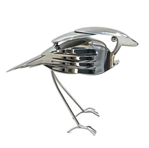 CraftQunCo Metal Bird Sculpture, Scrap Art Figurine, Silver, Vintage Farmhouse
