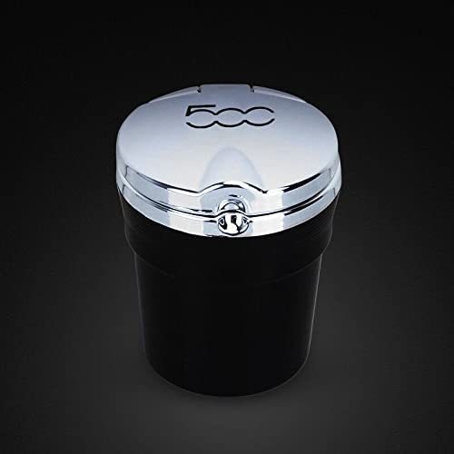 MISSLYY Cendriers Auto pour Fiat 500 500C, Portable Anti Odeur sans FuméE Cendrier LumièRe LED Auto Extinguible avec Couvercle Cover