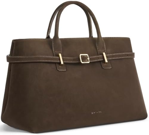BOSTANTEN Work Tote Bags for Women Suede Leather Top Handle Satchel Crossbody Bag shoulder Purse with Adjustable Strap