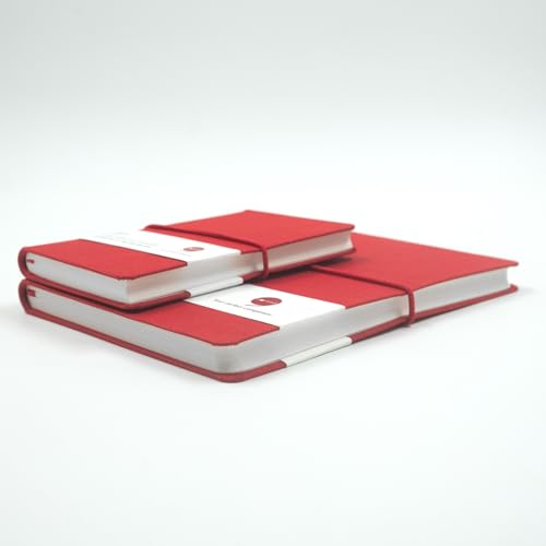 Image of Comma Regina Combo | A5 Size Hard Bound Notebook & A6 Size Hard Bound Pocket Notebook with a Horizontal Elastic Band Closure | 192 Pages | 80gsm Natural Shade Paper | Linen Fabric Cover Material - Red