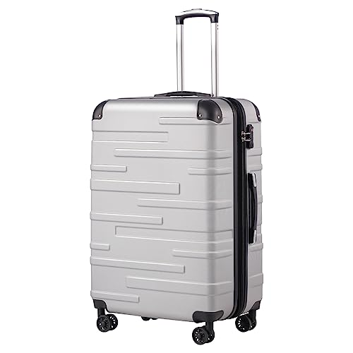 COOLIFE Hartschalen-Koffer Rollkoffer Reisekoffer Vergrößerbares Gepäck (Nur Großer Koffer Erweiterbar) ABS Material mit TSA-Schloss und 4 Rollen