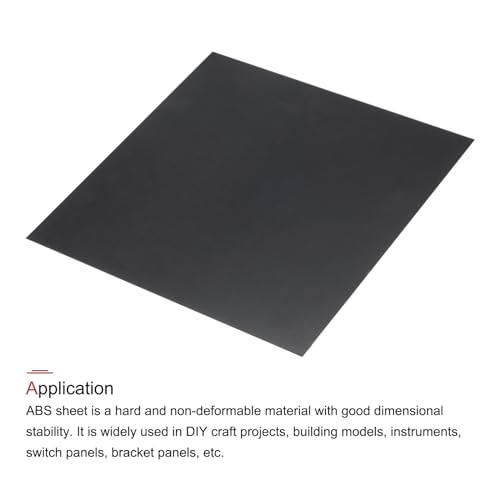 Image of MECCANIXITY Black ABS Plastic Sheet 10 x 10 x 0.02 Inch for Building Model, DIY Crafts, Panel, Pack of 1 Pcs