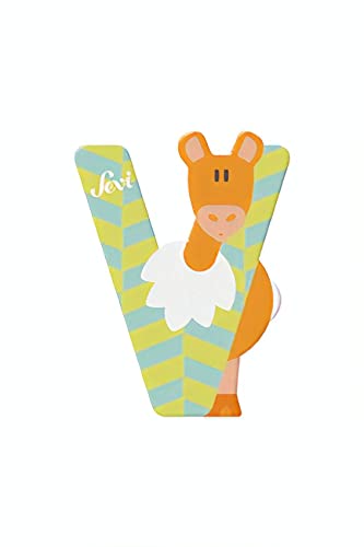 Sevi 83022 - Lettere in legno a forma di animale, V Vikunja, ca. 10 cm, lettere porta per cameretta dei bambini, giocattolo educativo ABC in legno, giocattolo educativo per bambini dai 3 anni in su,