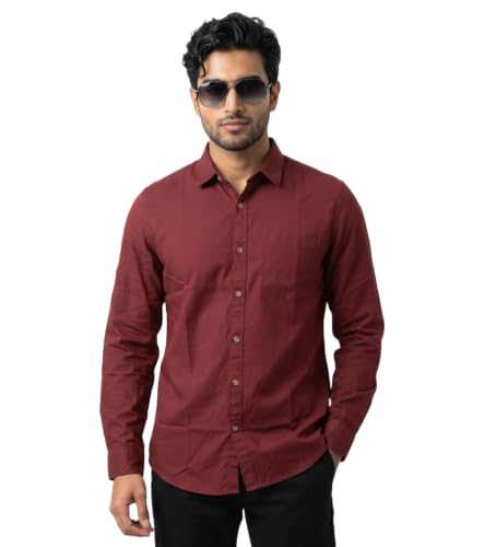 Image of Amazon Brand - INKAST Men Solid Cotton Shirt | Casual Wear | Basic Essential Plain Everyday & Office Wear | Full Sleeve | Regular Fit