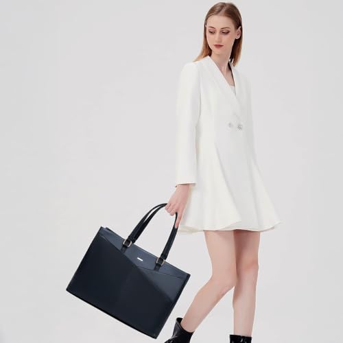 Image of Laptop Tote Bag for Women 15.6 Inch Waterproof Leather Computer Laptop Bag Women Business Office Work Bag Briefcase Large Travel Handbag Shoulder Bag