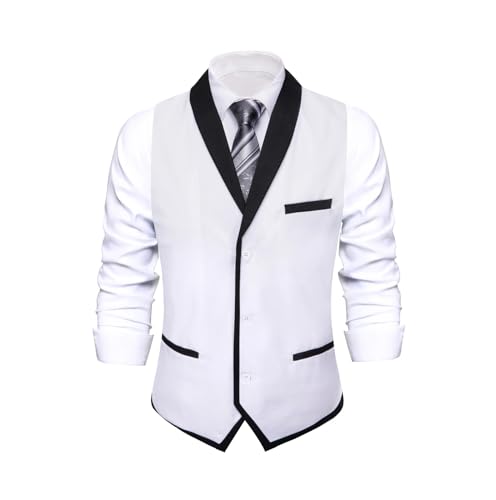 Mnjyihy Men's Shawl Collar Suit Vest Slim Fit Waistcoat For Wedding Groomsmen V-Neck Tuxedo Sleeveless Jacket