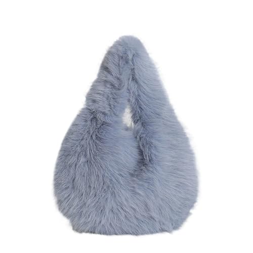 IRGVJIFR Fluffy Bag Fluffy Ladies Leather Hand Bag Classic Trendy Design Casual Vintage(Blue)