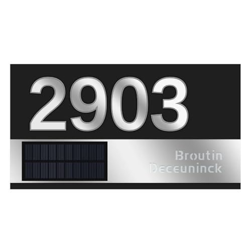 Numéro de maison solaire personnalisé avec éclairage LED rétroéclairé étanche pour extérieur