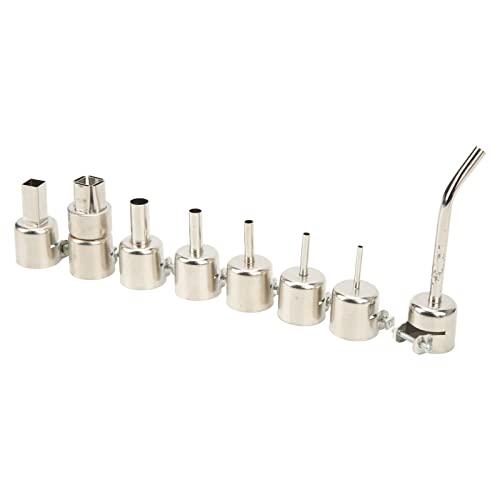 Fafeicy - Hot Air Gun Tips, 8Pcs Curved Angle Heat Gun Nozzles Kit Stainless Steel Hot Air Gun Tips Heat Resisting Nozzles Tool for Maintenance Hot
