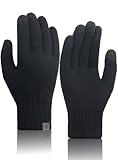 TRENDOUX Mens Womens Merino Wool Gloves for Cold Weather, Thermal Touchscreen Gloves with Liner, Tech Texting Phone Capable Black M
