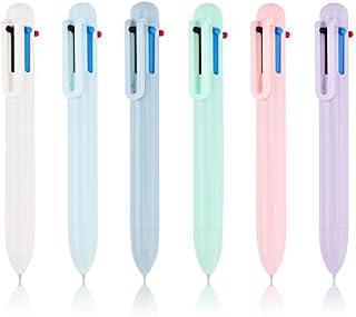 6 Pack 0.5mm Multicolor Retractable Ballpoint Pens,6 in 1 Multicolor Pens Medium Point,Every-Day Writing Pens with 6 Ink Colours,Multicoloured Pens for Office School Supplies Students Children Gift