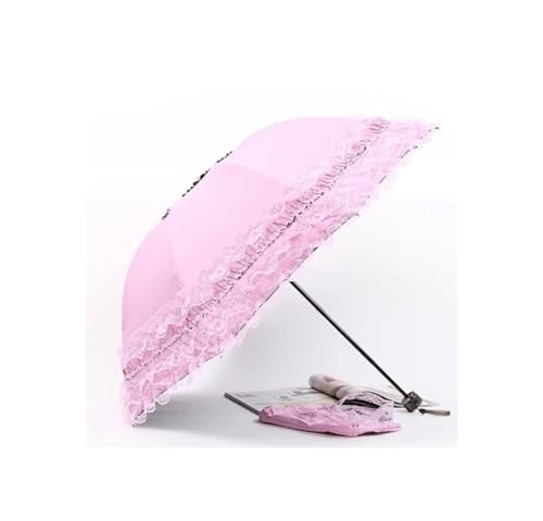 JCAKES Folding Umbrella Lace Women Rain Umbrella Sun Black Parasol Folding Princess UV Protection Decoration Windproof (Color : Pink)