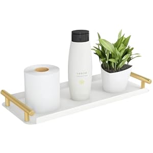 FEILERN Badezimmer Tablett Weiß Gold mit Griff