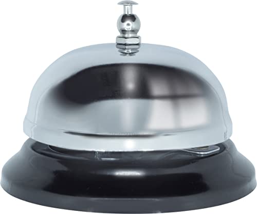 Chrome Service Desk Counter Kitchen Bell with Loud Clear Crisp Ringer for Use For Calling Receptions, Waiter, Attendant, in Schools, Concierge, Kitchens, Shops, Take Aways