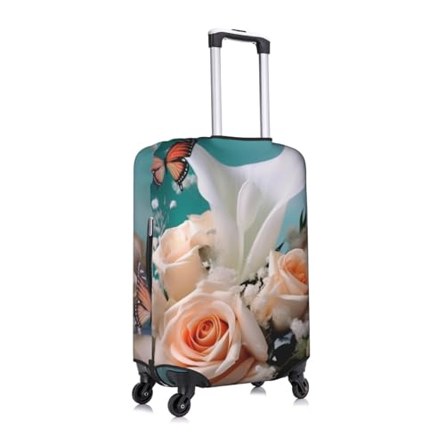 Flower And Butterfly Printed Luggage Cover Elastic, Washable, Universal Fit 18-32 Inch Travel Suitcase Cover Easy To Identify3
