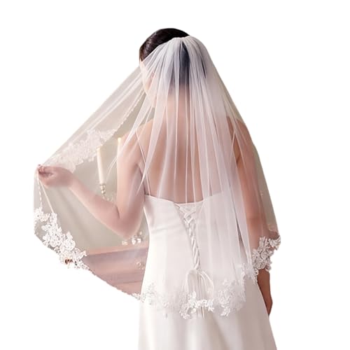 Voile de mariage court en dentelle perlée accessoire mariée élégant
