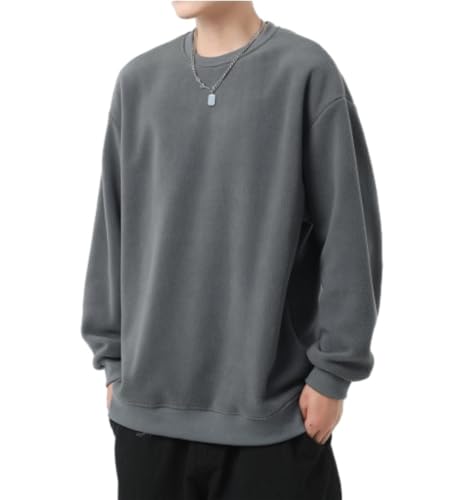 PANVER Men's Sweatshirt Lightweight Comfortable Casual Sportshirt Fashion Handsome Classic Pullover Youth Personality Trend Long Sleeves Tops C-Dark Grey XL