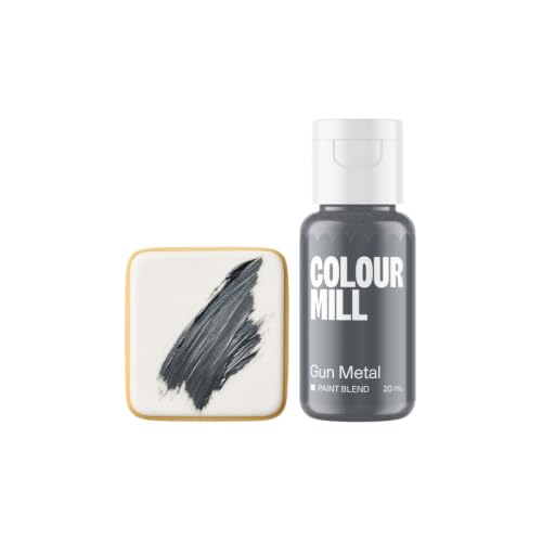 Image of Colour Mill Edible Food Paint - Vibrant Cake & Fondant Decorating Colors for Cookies, Chocolate, Royal Icing & Desserts 20 Milliliters - Metallic Gun Metal