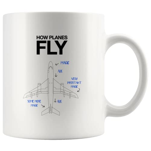 How Planes Fly Pilot Aviation Aerospace Engineer Student Airplane Aircraft Mechanic Captains Flight Attendant Graduation Ceramic Coffee Mug (11 oz)