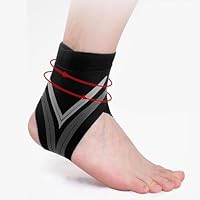 OUCONGK 1 Stück Sprunggelenkbandage, Knöchelbandage mit Klettverschluss für Damen Herren, Bandage Fußgelenk, Achillessehne Bandage, für Plantarfasziitis, Arthritis, Gelenkschmerzen, ACL(Schwarz)