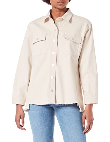 Taifun Damen 130033-11161 Jacke Jeans + Gewebe, Oatmeal, 42 Cover