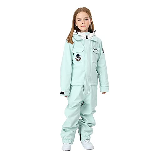 Image of HOTIAN Kids One Piece Snowsuits Girls Ski Suits Overalls Waterproof Insulated Snow Wear Outfits Snowboarding Jackets