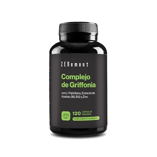 Griffonia Simplicifolia (30 % 5-HTP) con Triptofano, Extracto de Azafrán, B6, B12 y Zinc - Sistema Nervioso, Función Psicológica, Cansancio y Fatiga - 120 Cápsulas Veganas para 2 Meses - Zenement