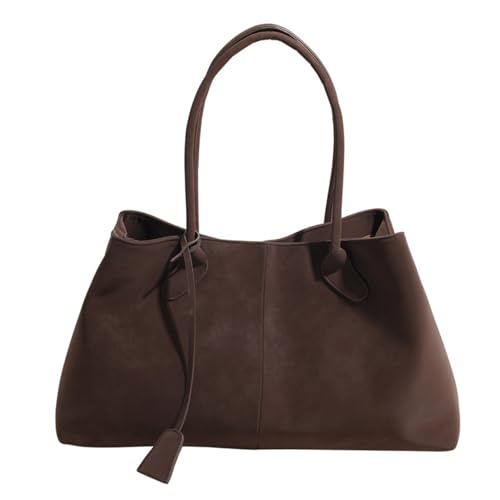 JIABAOZ Wildleder Handtasche Damen,Tote Bag Groß Shopper Tasche Shoulder Bag Mit Magnetverschluss, Schultertasche Damen-Shopper Für College Schule Arbeit Reisen Shopping (Braun)