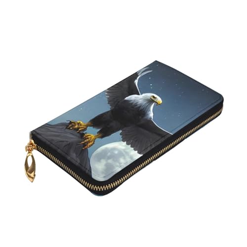 Leather Wallet - Stylish and Durable Wallet for Women with Multiple Compartments and Zipper Design Eagle under the stars Picture3