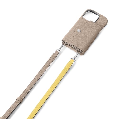 [BONAVENTURA] アジャスタブル ショルダーストラップ シルバー シュリンクレザー [グレージュ x イエロー ] スマホショルダー ヨーロッパ最高級レザー 本革 プレゼント ギフト BSRT4-GGYE