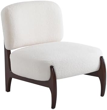 Christopher Knight Home Faron Modern Boucle Upholstered Accent Chair Set of 2, Wooden Armless Club Chair for Living Room, Bedroom Comfy Reading Chair Set, Beige