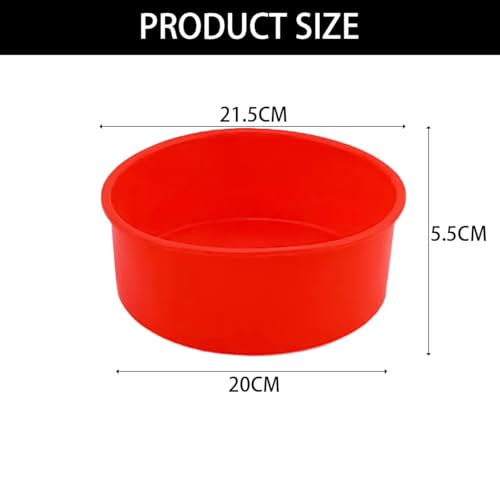 2 Pcs 8 Inch Silicone Cake Tins Set for Baking - Non-Stick Red Round Baking Molds,21cm Silicone bakeware,Quick Release Cake Tray Pan for Cheesecake, Bread, Muffins. - Image 3