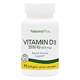 NaturesPlus Vitamin D3 2500 IU - 90 Softgels - Bone Strength & Immune Support - 90 Servings