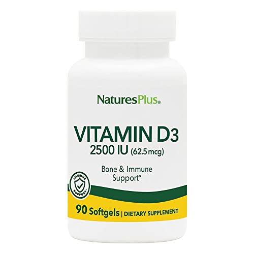 NaturesPlus Vitamin D3 2500 IU - 90 Softgels - Bone Strength & Immune Support - 90 Servings