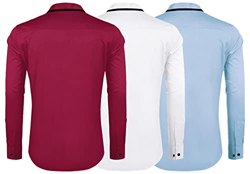 Image of Zombom Combo of Men's Cotton Blend Solid Regular Fit Casual Full Sleeves Shirts (Pack of 3)