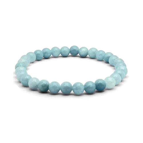 Pulsera AGUAMARINA - Piedras naturales semipreciosas energeticas para mujer y hombre - Hilo elastico con cuentas de bolas - Cristales curativos sanacion y curacion (Aguamarina)
