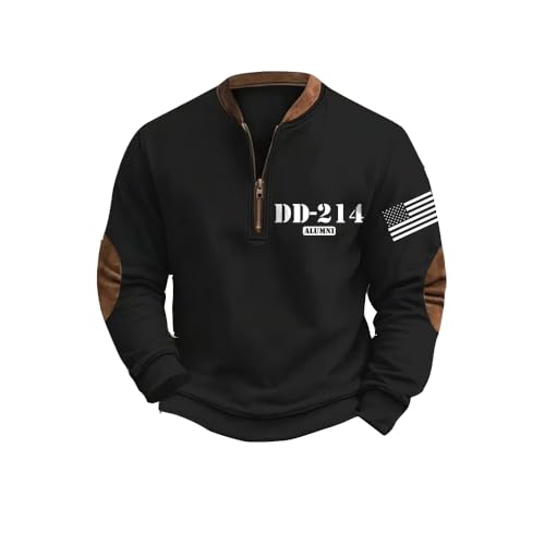 Men's Retro Veteran Zip Collar Sweatshirt Dd 214 Alumni Patriotic Shirt