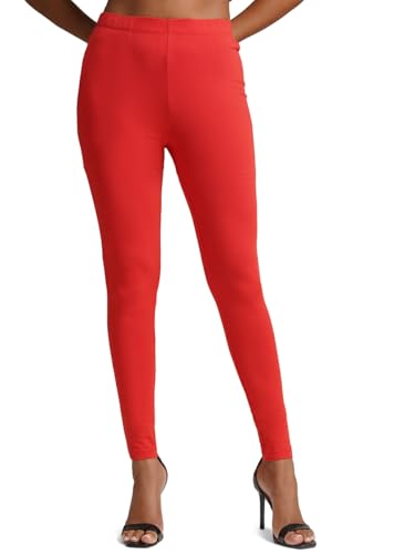 Image of ONE SKY Women Full Length Leggings | Cotton Modal Spandex Blend | High Waist Stretchable & Bio-Washed Fabric | Colour-Lock Technology | Comfortable Leggings for Women