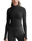 Thermal Long Sleeve Women Mock Neck Baselayer Top(Black,XL)