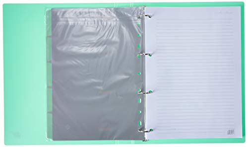Fichário 4 Argolas A4, YES, R4EABCVD, Tons Pastel, com 96 Folhas e 5 Divisórias, Verde