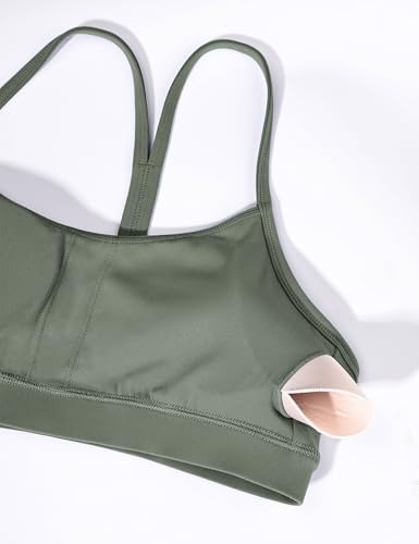 Image of BAYDI Clouduxi Y Back Sports Bra for Women - Padded Racerback Spaghetti Strap Low Impact Workout Yoga Bra, A-C Cups