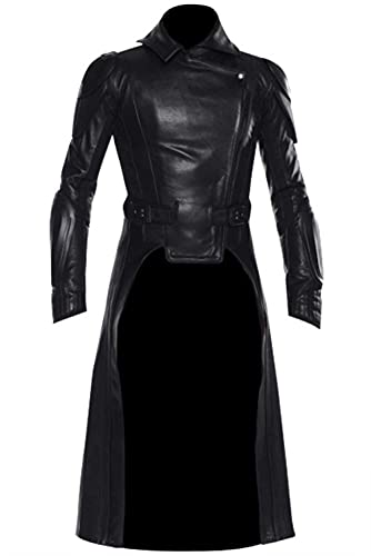 Mens G.I Joe Cobra Commander Classic Military Style Halloween Outfit Lambskin Leather Coat