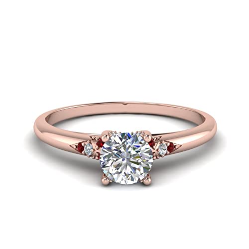 Image of Choose Your Gemstone Petite Dome Engagement Ring Rose Gold Plated Round Shape Petite Engagement Rings Everyday Jewelry Wedding Jewelry Handmade Gifts for Wife US Size 4 to 12