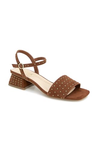 Kenneth Cole REACTION Women's Buena Studs Sandal, Luggage Micro, 5.5