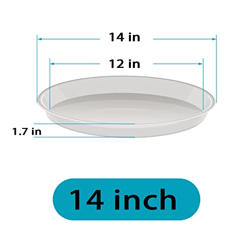 Angde Plant Saucer 14 Inch (12 Inch Base), 6 Pack Of 14 Inch Plant Saucer, Plastic Plant Trays For Pots, Plant Saucers For Indoors Round, Planter Tray For Planter 11"/12"/13" (Grayish White) #TOP1