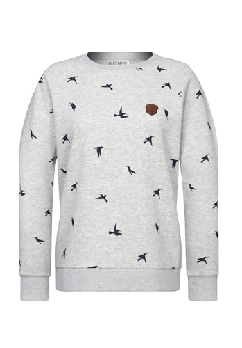 Naketano Sudadera para mujer Crokettenhorst, Allover Birds/Grey, XL