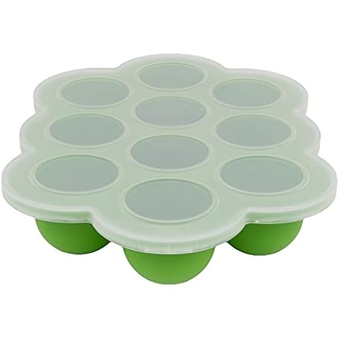 WeeSprout Silicone Freezer Tray with Clip on Lid Perfect Food Storage Container for Homemade Baby Food, Vegetable, Fruit Purees, and Breast Milk (Bright Green, Ten 1.5 Ounce Sections) Cover